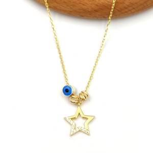 DORİCA YILDIZ GÜMÜŞ KOLYE - ALTIN SARI