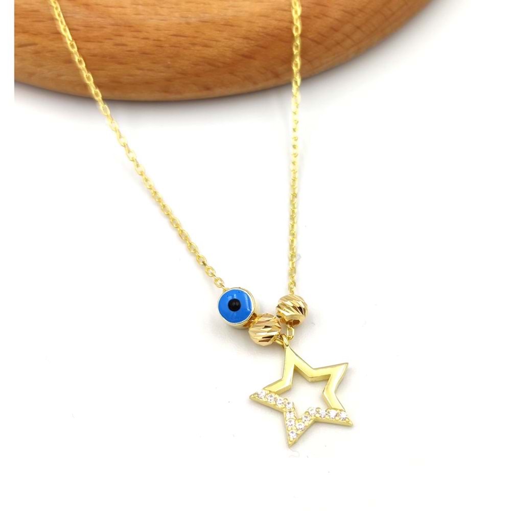 DORİCA YILDIZ GÜMÜŞ KOLYE - ALTIN SARI