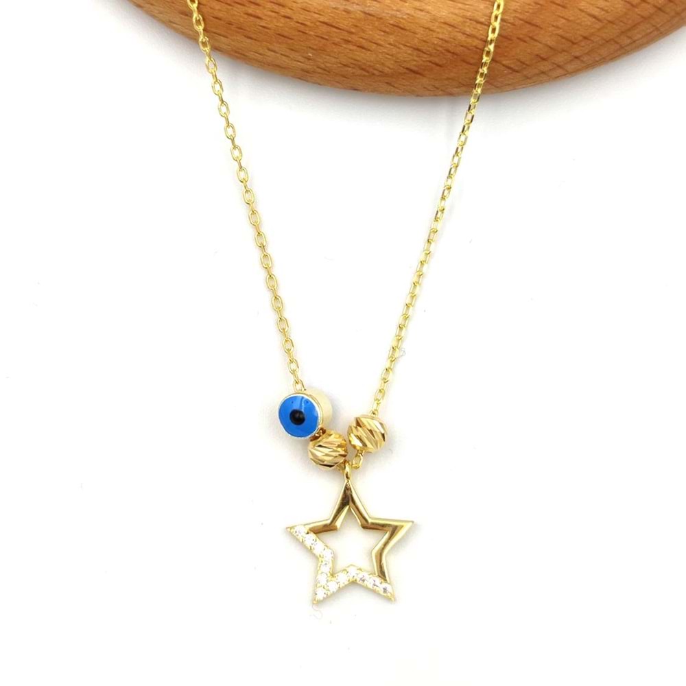 DORİCA YILDIZ GÜMÜŞ KOLYE - ALTIN SARI