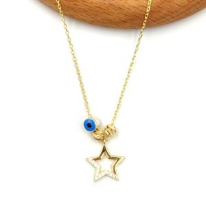 DORİCA YILDIZ GÜMÜŞ KOLYE - ALTIN SARI