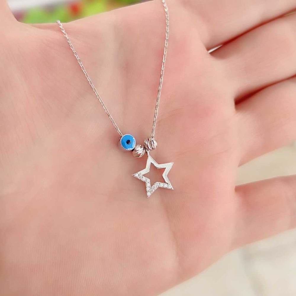 DORİCA YILDIZ GÜMÜŞ KOLYE - RODYUM BEYAZ