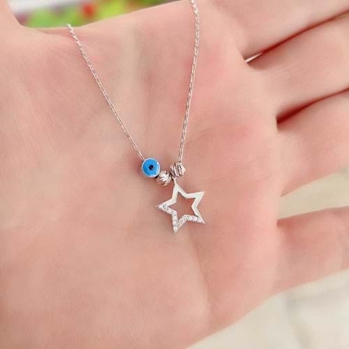 DORİCA YILDIZ GÜMÜŞ KOLYE - RODYUM BEYAZ