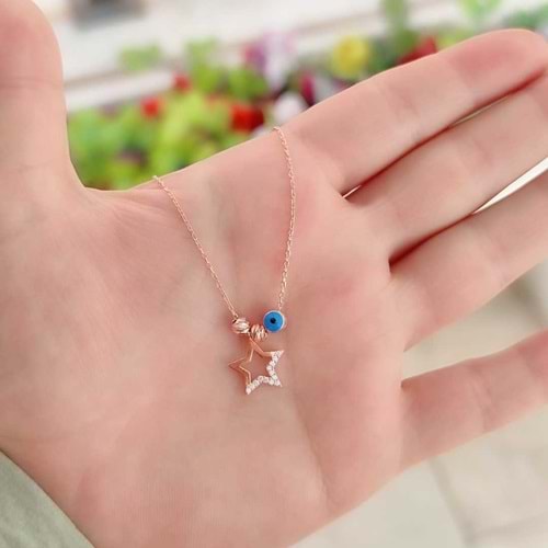 DORİCA YILDIZ GÜMÜŞ KOLYE - ROSE BAKIR