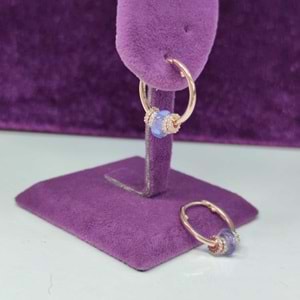 LİLA BONCUK HALKALI HALKA GÜMÜŞ KÜPE - ROSE BAKIR