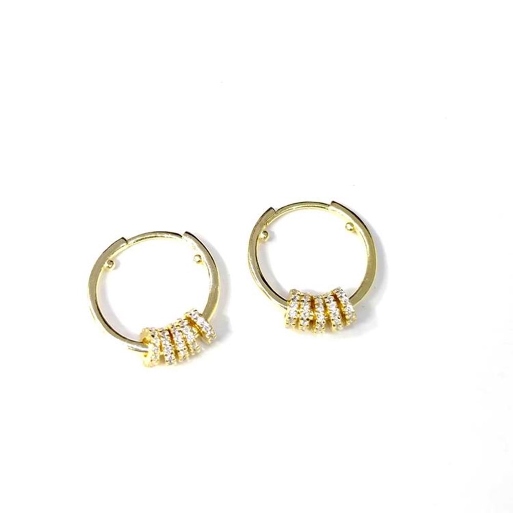 16 MM HALKALI HALKA GÜMÜŞ KÜPE - ALTIN SARI