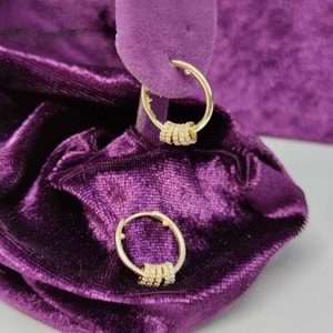 16 MM HALKALI HALKA GÜMÜŞ KÜPE - ALTIN SARI