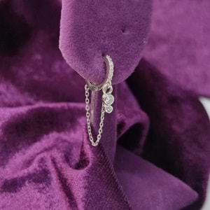 SU YOLU MİNİMAL ZİNCİRLİ - TEK - HALKA GÜMÜŞ KÜPE - RODYUM BEYAZ