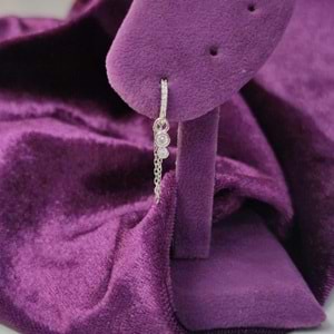 SU YOLU MİNİMAL ZİNCİRLİ - TEK - HALKA GÜMÜŞ KÜPE - RODYUM BEYAZ