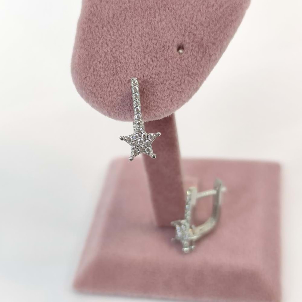 TAŞLI YILDIZ J GÜMÜŞ KÜPE