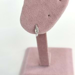 BEYAZ TAŞLI MEKİK TAŞLI TEKLİ HALKA GÜMÜŞ KÜPE