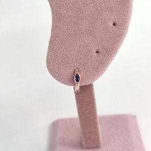 LACİ MİNİ MEKİK TEKLİ HALKA GÜMÜŞ KÜPE - ROSE BAKIR