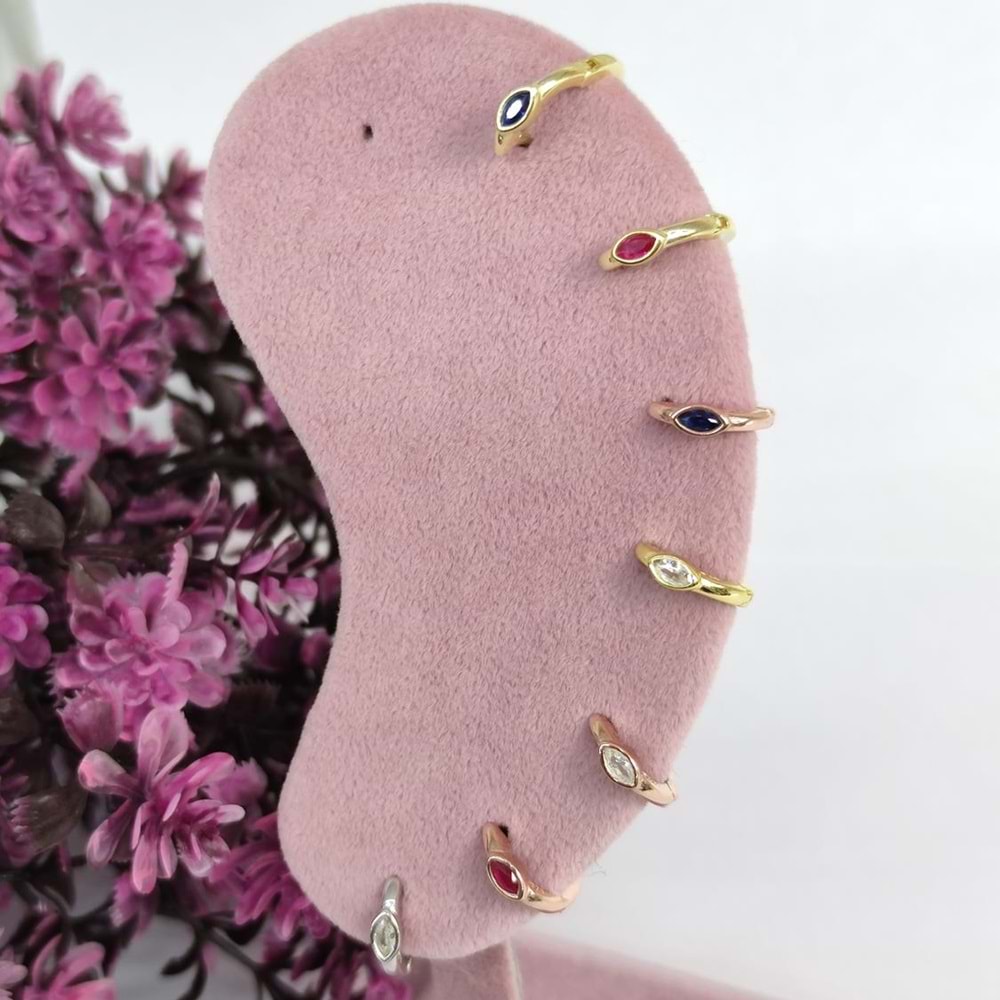 LACİ MİNİ MEKİK TEKLİ HALKA GÜMÜŞ KÜPE - ROSE BAKIR