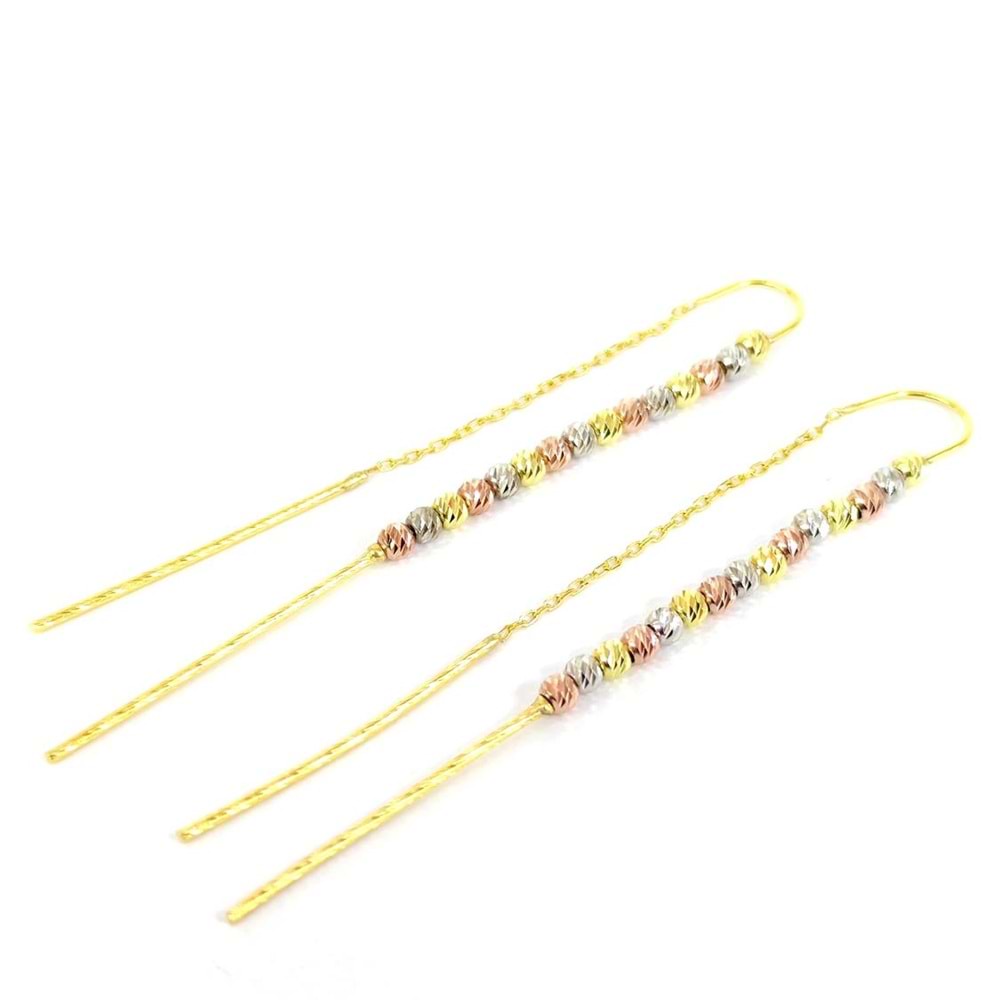 RENKLİ DORİCA SALLANTILI ZİNCİR GÜMÜŞ KÜPE