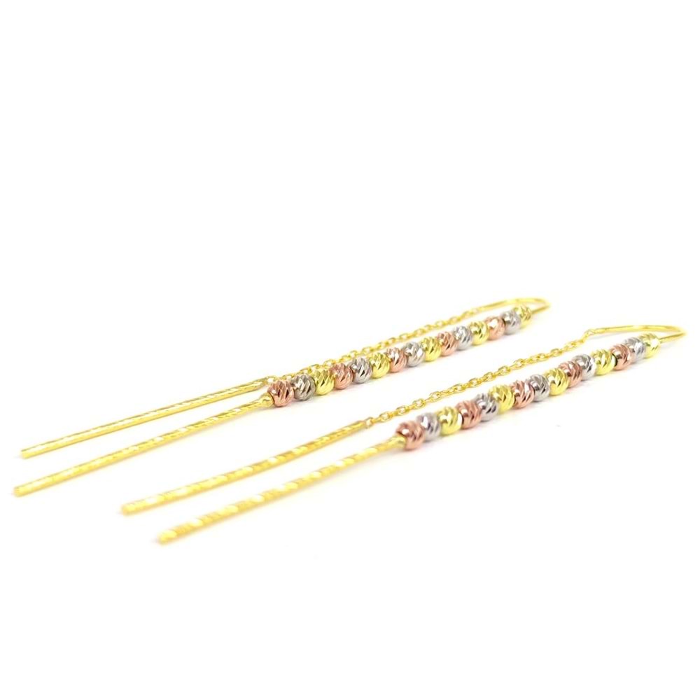 RENKLİ DORİCA SALLANTILI ZİNCİR GÜMÜŞ KÜPE