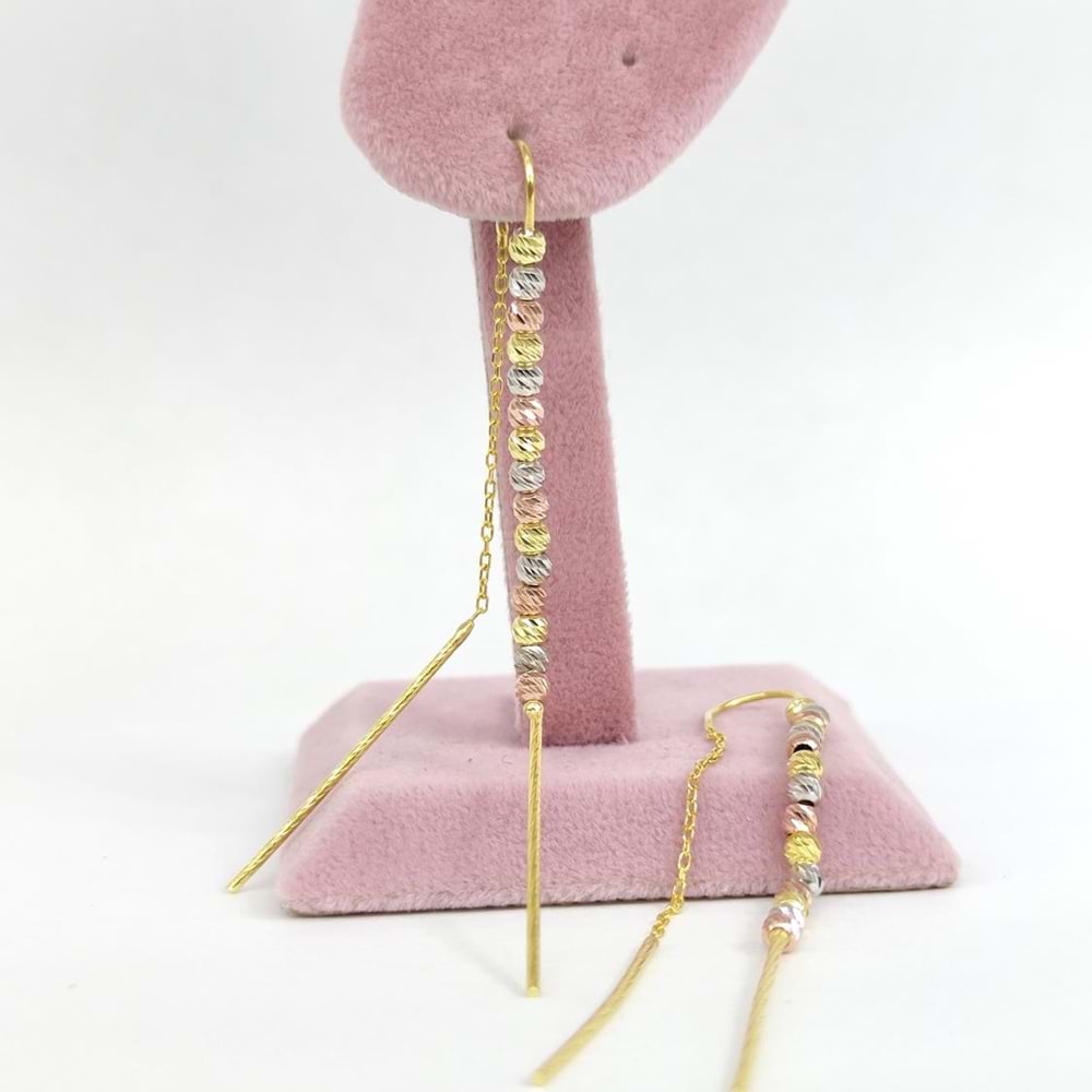 RENKLİ DORİCA SALLANTILI ZİNCİR GÜMÜŞ KÜPE