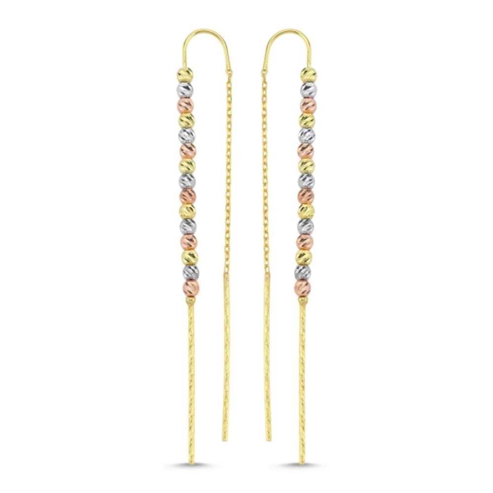 RENKLİ DORİCA SALLANTILI ZİNCİR GÜMÜŞ KÜPE