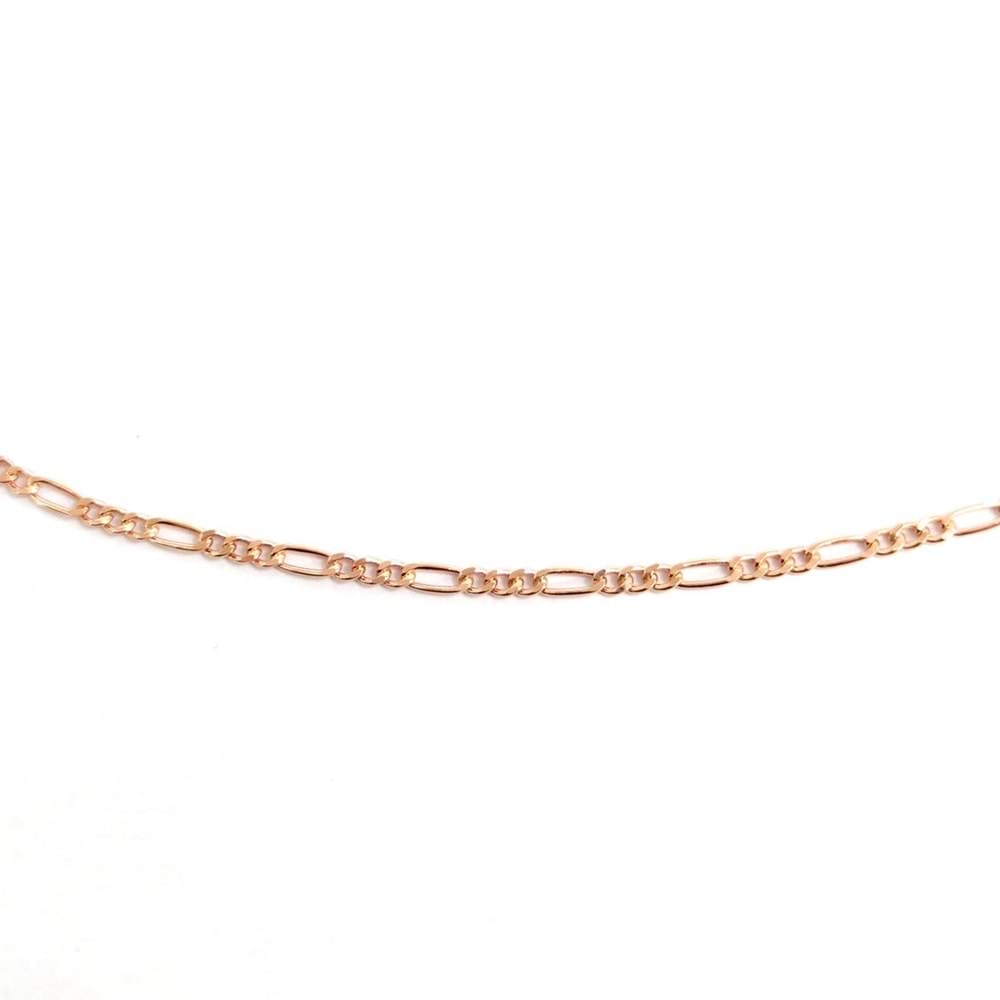 60 MİKRON FİGARO 50 CM GÜMÜŞ ZİNCİR KOLYE - ROSE BAKIR