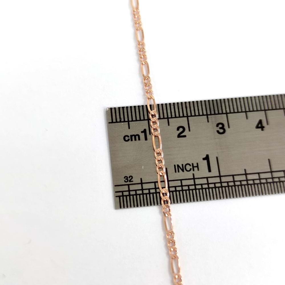 60 MİKRON FİGARO 50 CM GÜMÜŞ ZİNCİR KOLYE - ROSE BAKIR