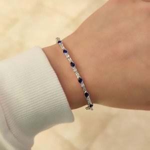 SAFİR ZİRKON TAŞLI BAGET GÜMÜŞ BİLEZİK