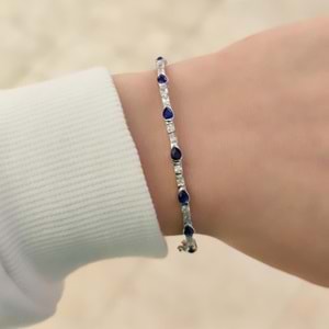 SAFİR ZİRKON TAŞLI BAGET GÜMÜŞ BİLEZİK