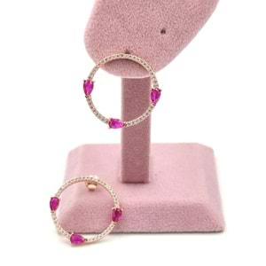 PEMBE DAMLA DETAY YUVARLAK GÜMÜŞ KÜPE