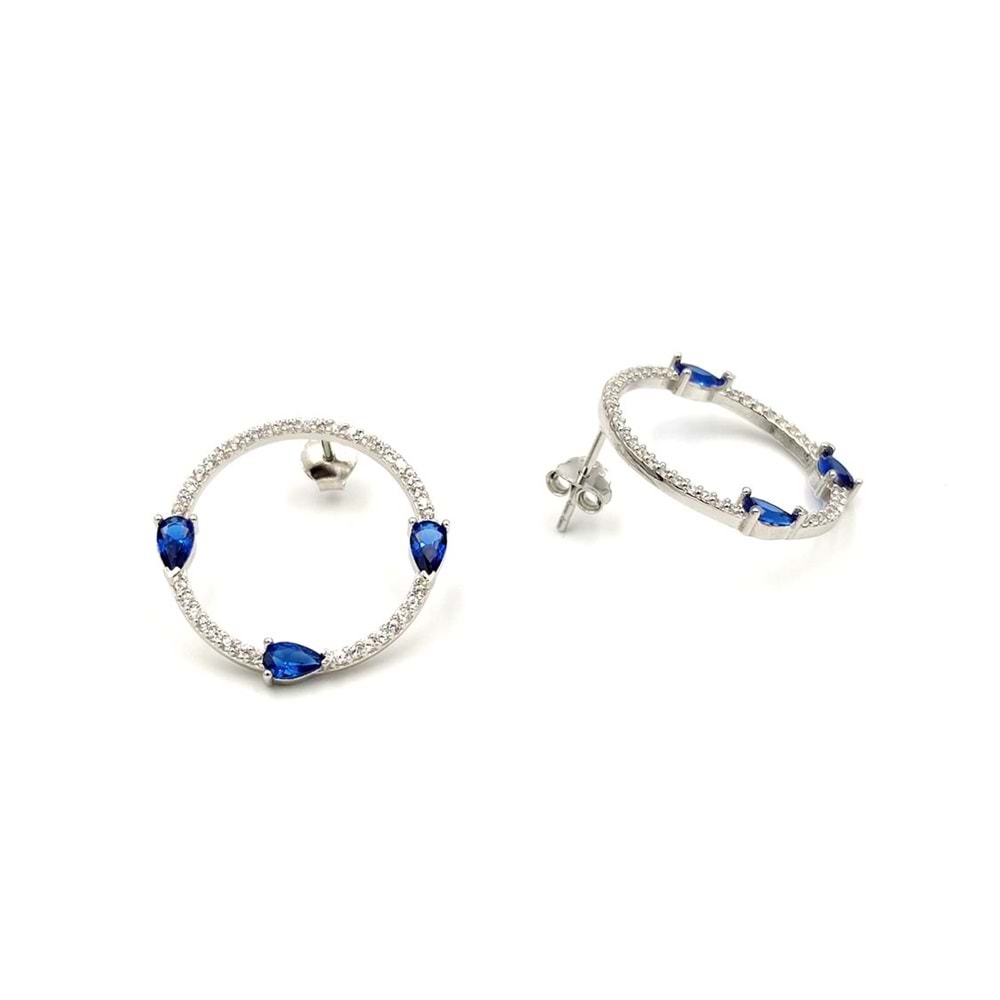 LACİ DAMLA DETAY YUVARLAK GÜMÜŞ KÜPE