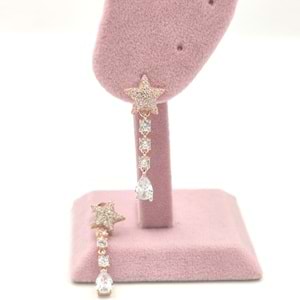 SALLANTILI SU YOLU YILDIZ GÜMÜŞ KÜPE - ROSE BAKIR