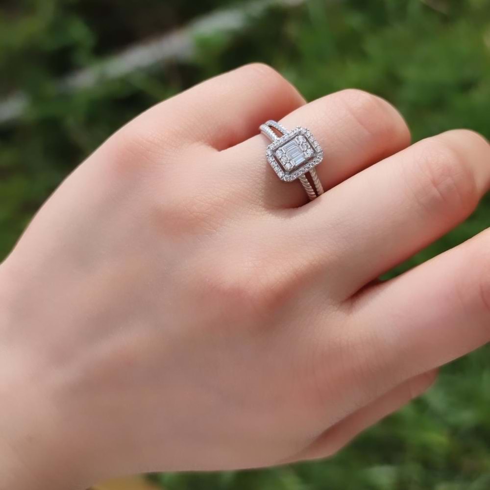 İKİ SIRA KENAR DETAY BAGET GÜMÜŞ YÜZÜK - 18