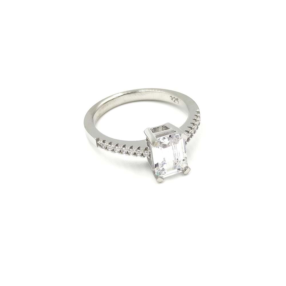 KENAR TAŞ DETAY KİBAR BAGET GÜMÜŞ YÜZÜK - 13