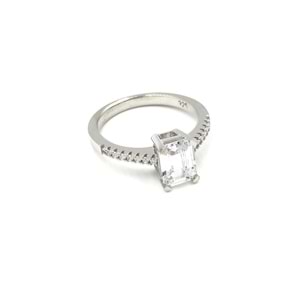 KENAR TAŞ DETAY KİBAR BAGET GÜMÜŞ YÜZÜK