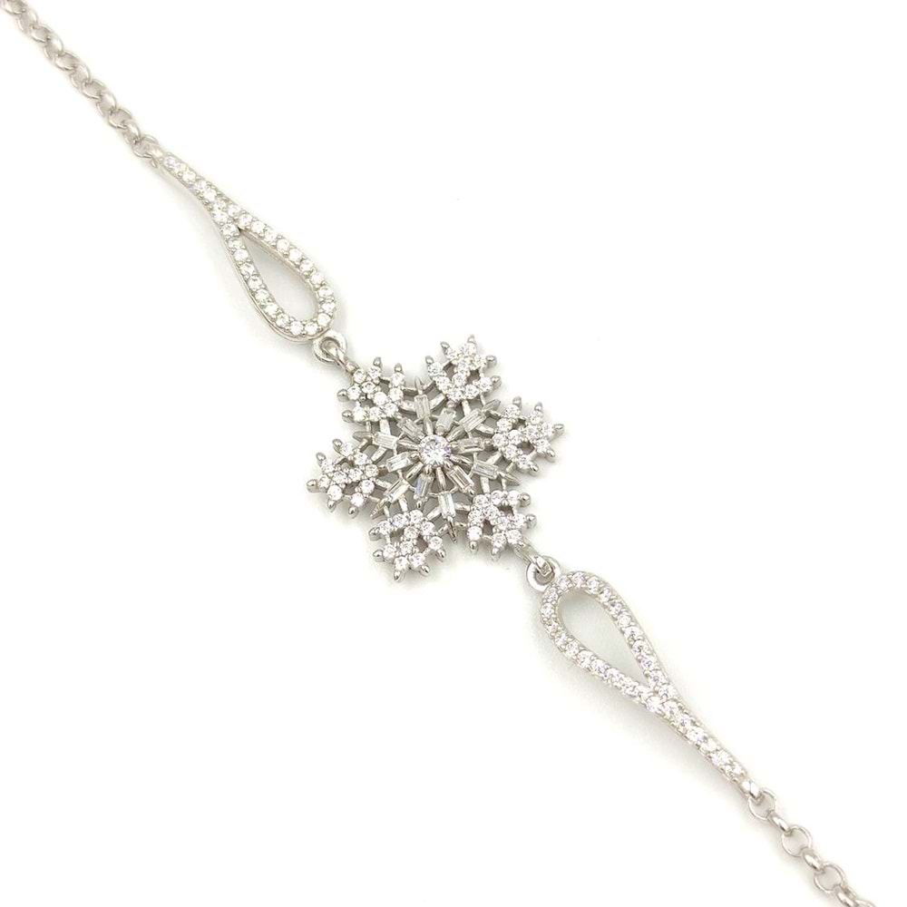 BAGET KAR TANESİ GÜMÜŞ BİLEKLİK - RODYUM BEYAZ