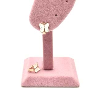 BEYAZ MİNELİ KELEBEK ÇOCUK GÜMÜŞ KÜPE - ROSE BAKIR