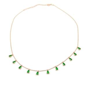 YEŞİL SALLANTILI DAMLA GÜMÜŞ KOLYE - ROSE BAKIR