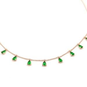 YEŞİL SALLANTILI DAMLA GÜMÜŞ KOLYE - ROSE BAKIR