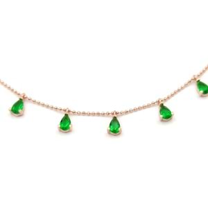 YEŞİL SALLANTILI DAMLA GÜMÜŞ KOLYE - ROSE BAKIR