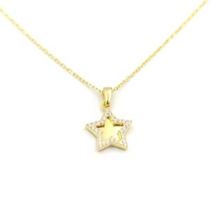 TAŞ DETAYLI MİNİ YILDIZ GÜMÜŞ KOLYE