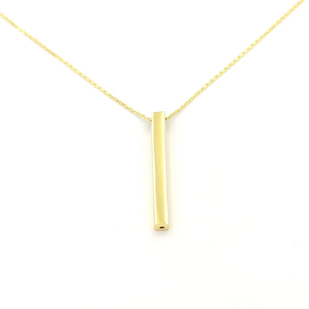 ÇUBUK GÜMÜŞ KOLYE - ALTIN SARI