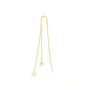 ZİNCİRLİ YILDIZ JAPON TEK GÜMÜŞ KÜPE - ALTIN SARI