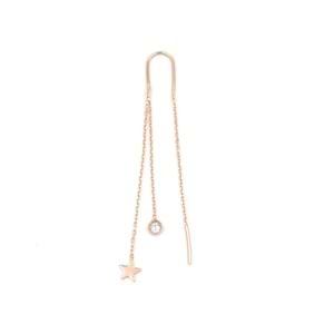 ZİNCİRLİ YILDIZ JAPON TEK GÜMÜŞ KÜPE