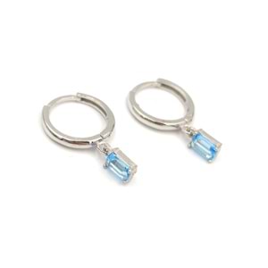 MAVİ BAGET HALKA GÜMÜŞ KÜPE