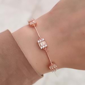 İTHAL ÜÇLÜ PIRLANTA MONTÜR BAGET GÜMÜŞ BİLEKLİK