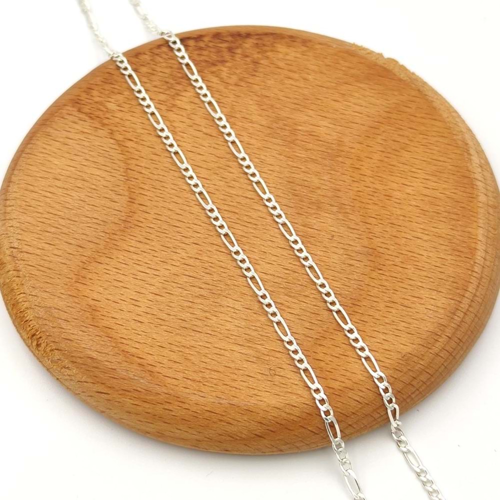 2 MM FIGARO GÜMÜŞ ERKEK ZİNCİR 55 CM