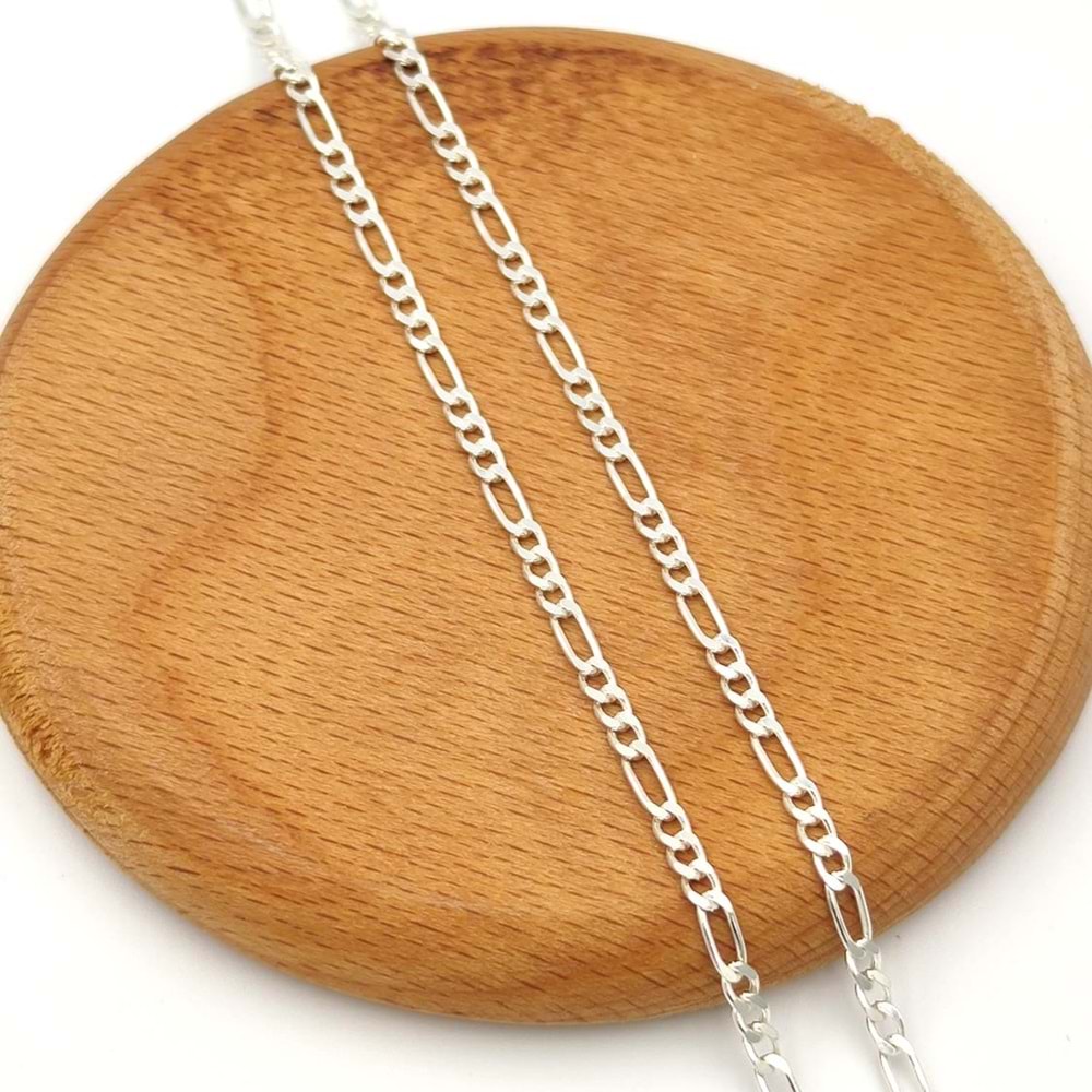 2,80 MM FIGARO GÜMÜŞ ERKEK ZİNCİR 60 CM