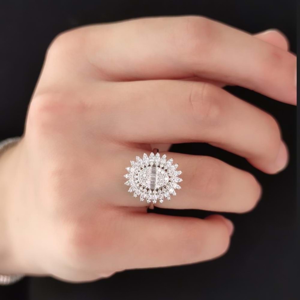 İTHAL BAGET TAŞLI OVAL GÜMÜŞ YÜZÜK - 17