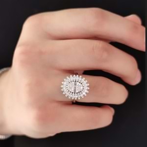 İTHAL BAGET TAŞLI OVAL GÜMÜŞ YÜZÜK - 17