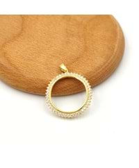 YARIM ALTIN KONULABİLEN TAŞLI GÜMÜŞ KOLYE UCU YARIMLIK