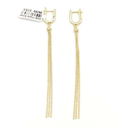 TOP ZİNCİRLİ DORİCA U GÜMÜŞ KÜPE - ALTIN SARI