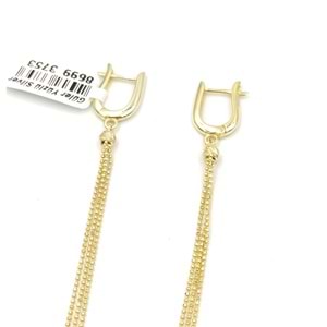 TOP ZİNCİRLİ DORİCA U GÜMÜŞ KÜPE - ALTIN SARI