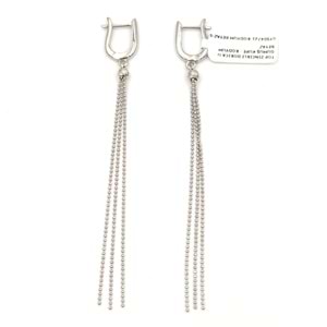 TOP ZİNCİRLİ DORİCA U GÜMÜŞ KÜPE - RODYUM BEYAZ