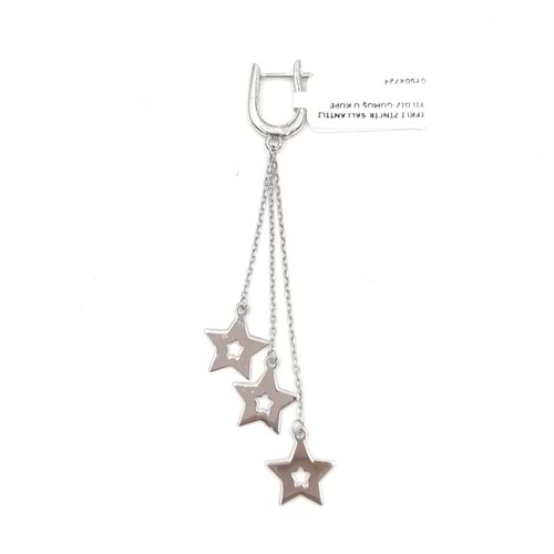 TEKLİ ZİNCİR SALLANTILI YILDIZ GÜMÜŞ U KÜPE